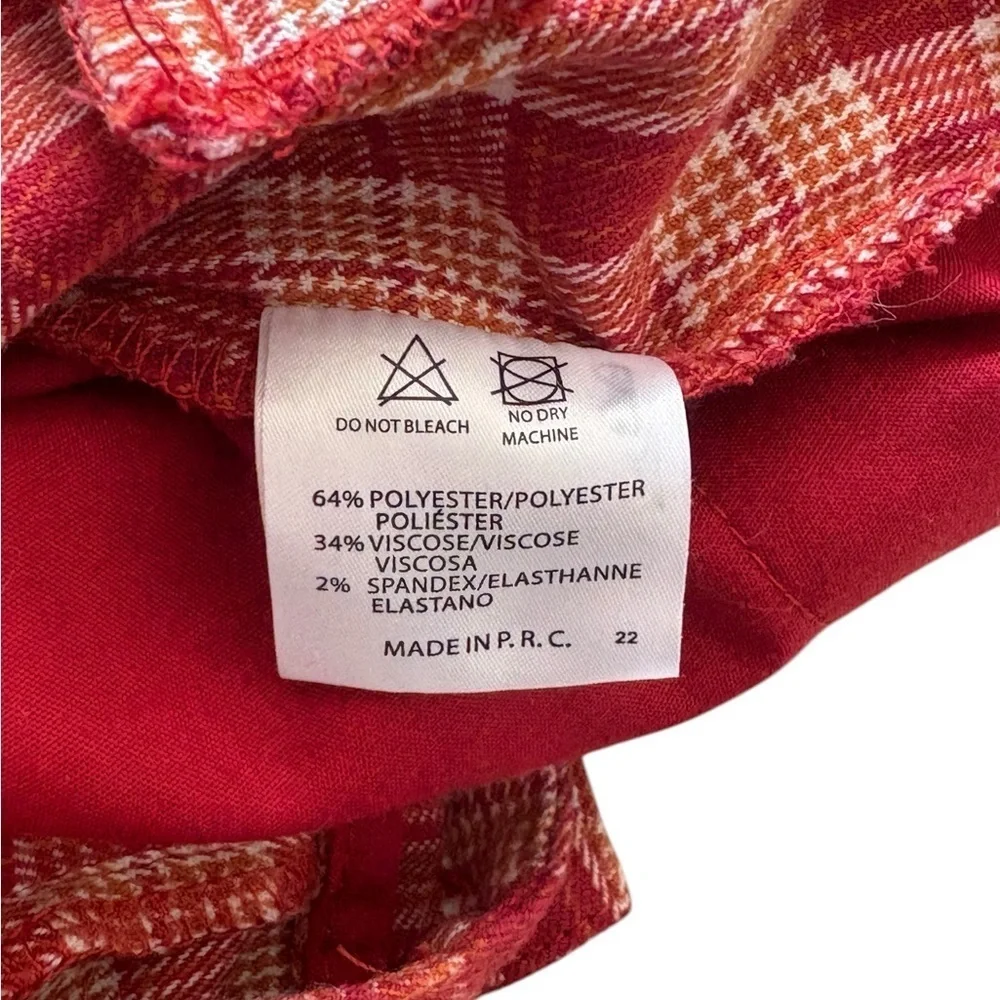 Brandy Melville Women's Red Orange Valentina Plaid Pants One Size